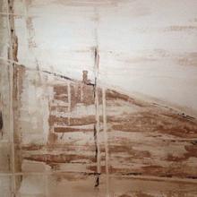 Oltre confine, acrilico e sabbia su tela, 100x120cm, 2014