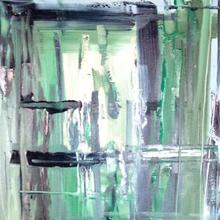 Riflessi d'insieme 1-verde,acrilico su tela,100x70,2014