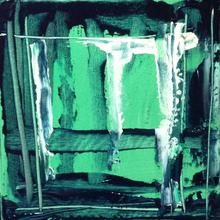 Riflessi d'insieme 2-verde,acrilico su tela,30x30,2014